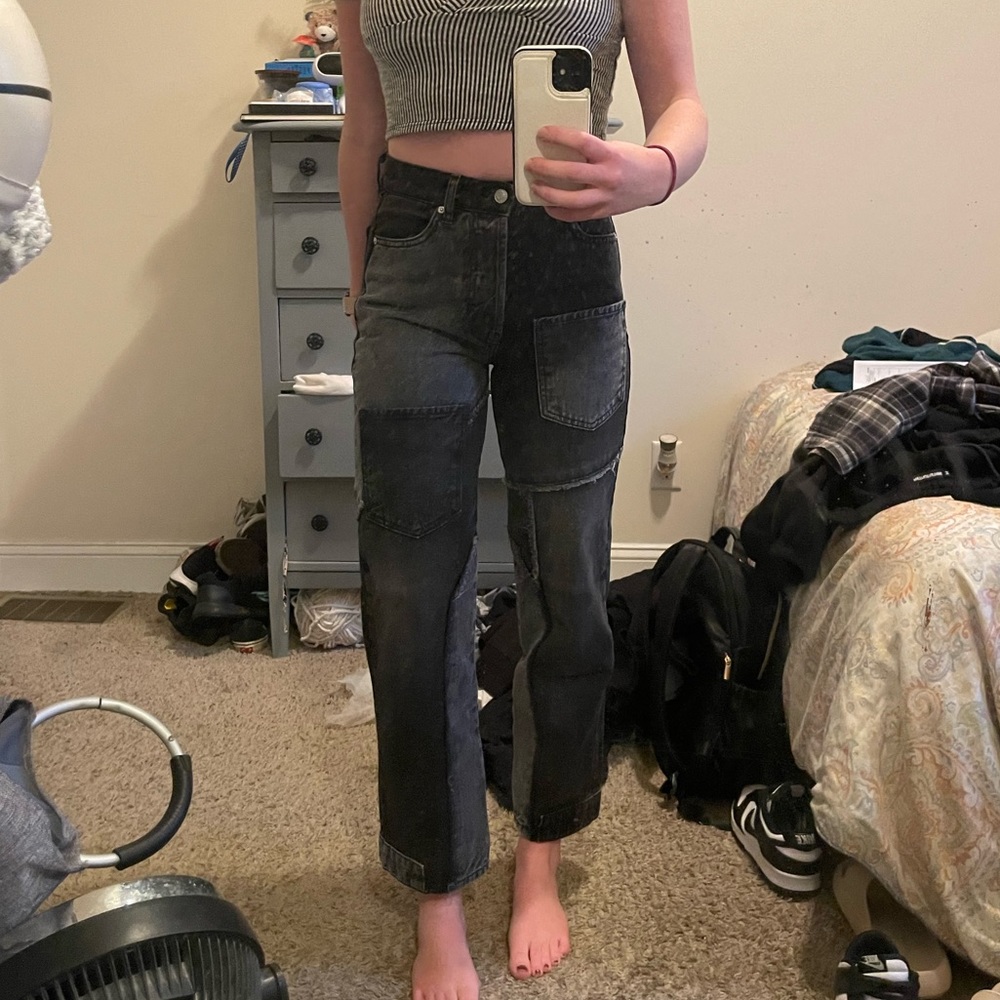 REVICE Denim Black Patchwork Jeans